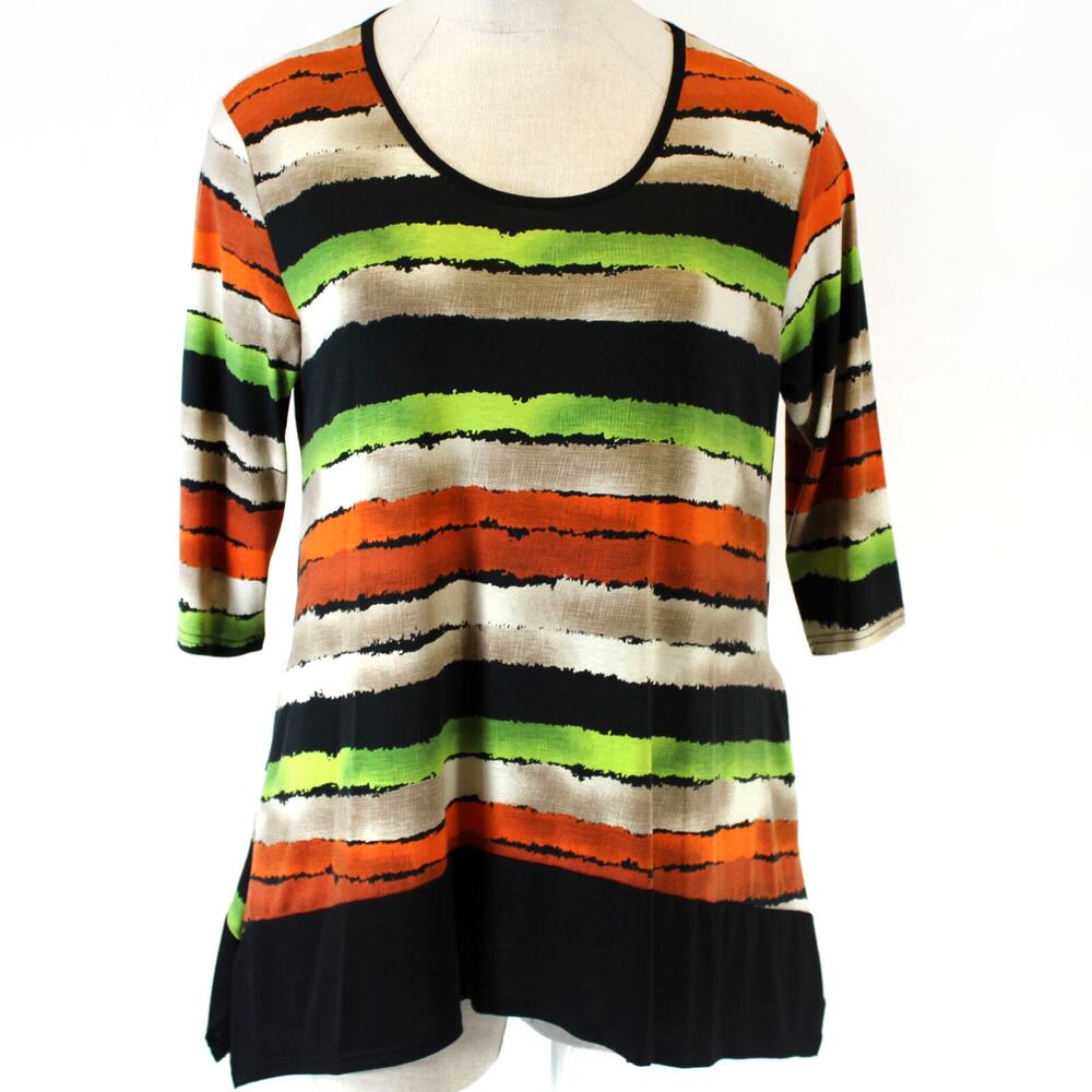 Aster by Firmiana Blue Stretch Tunic Top Blouse Striped Plus Size 3X